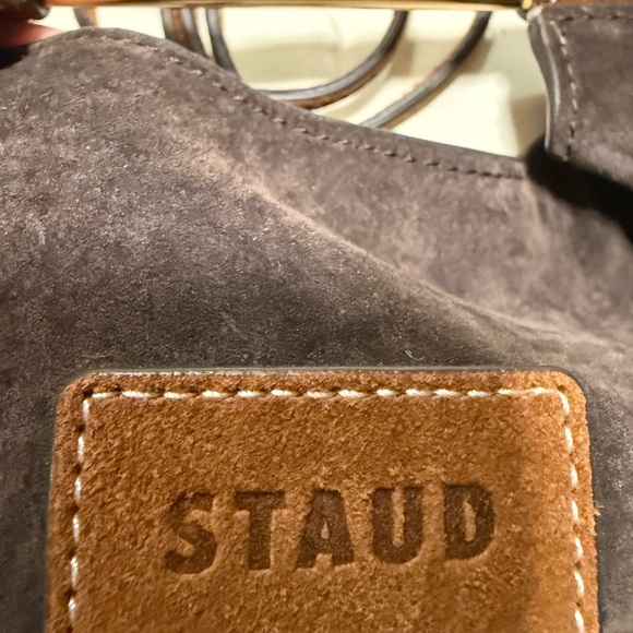 STAUD Mini Mar Tan Suede Crossbody Bag - Picture 10 of 14